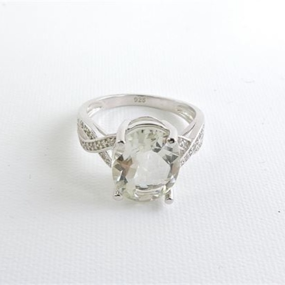 925 Silver Green Amethyst & CZ Ring - Picture 4 of 5